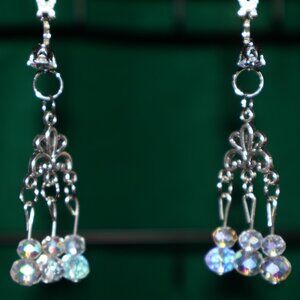 Handmade Clip-On Earrings - BEAUTIFUL Clear Crystal Beads - COT 41